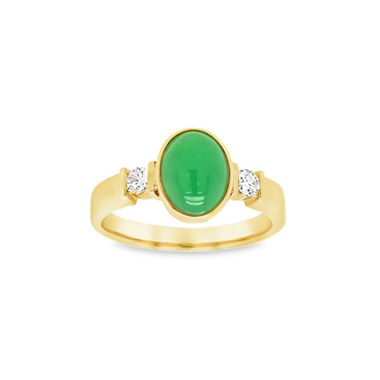Pre Owned 18ct Jade and Diamond RIng ZX96 Pre Owned 18ct Jade and Diamond RIng ZX96